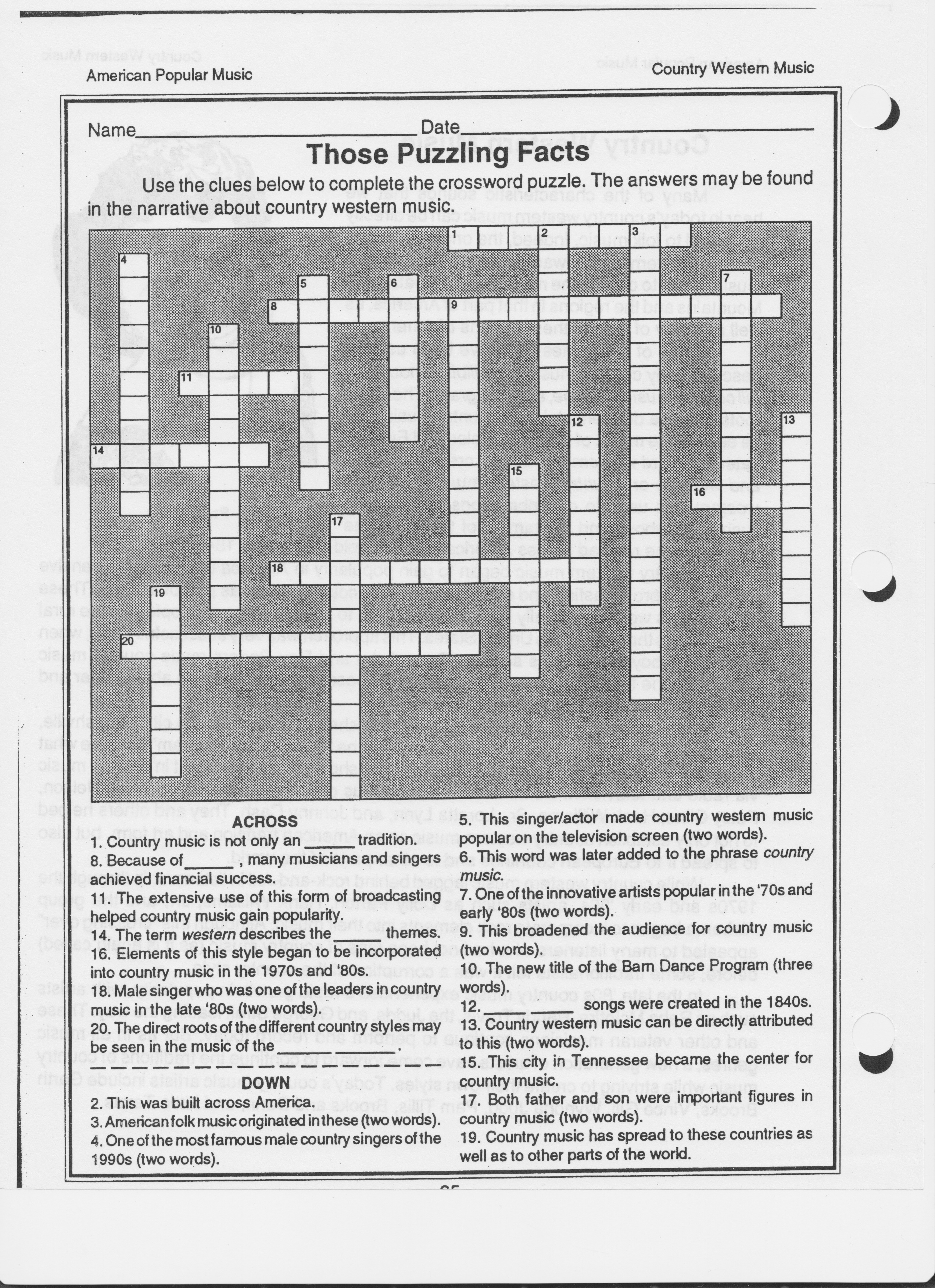 Country Crossword.