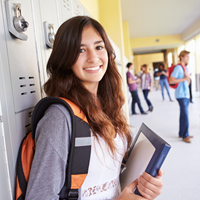 student against locker